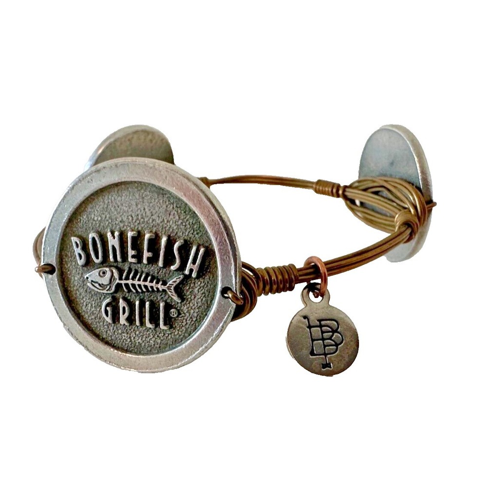 Bourbon And Bowties Bonefish Grill Bangle Bracelet Gold silver Wire